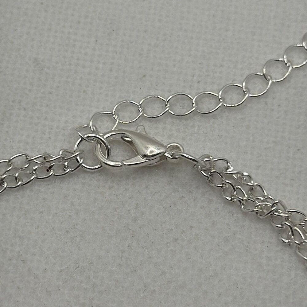 Silver Tone Double Chain Butterfly Bracelet Anklet Dainty Y2K 8–10” - Picture 4 of 5